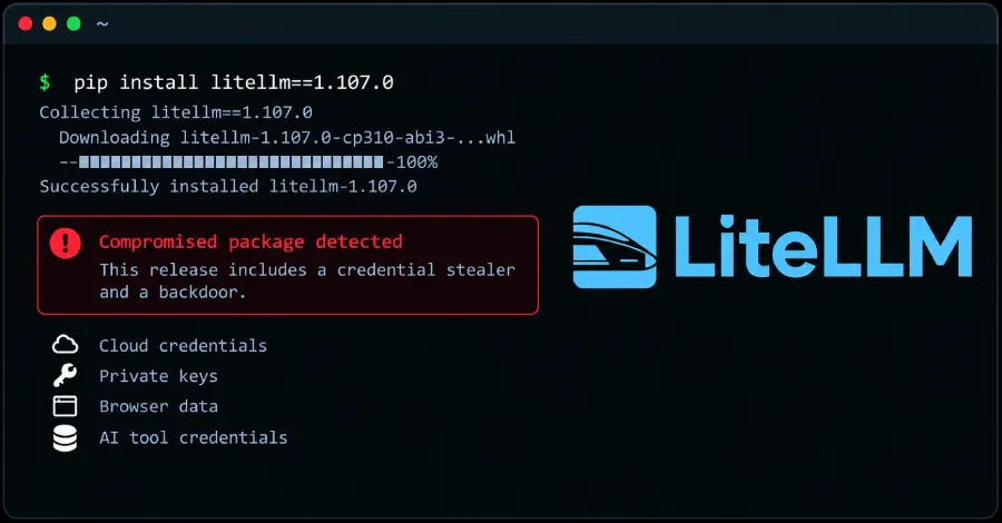 LiteLLM compromised in supply chain attack with credential stealer