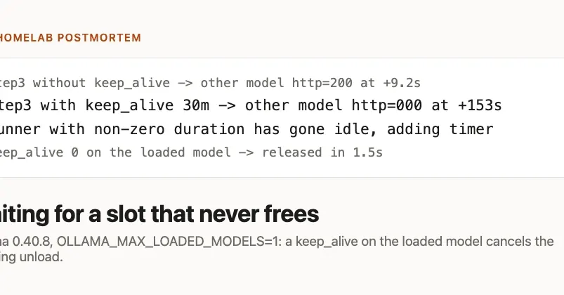 Ollama keep_alive on a loaded model cancels eviction and stalls queued requests