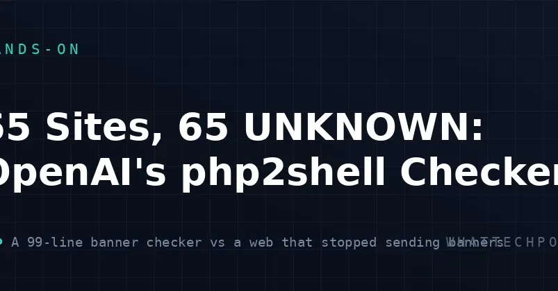 OpenAI's php2shell checker returned UNKNOWN for all 65 sites tested