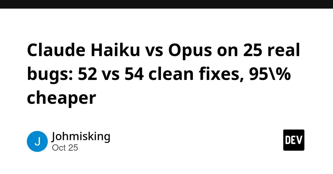 Claude Haiku 5.5 fixes bugs nearly as well as Opus 5.5 at 95% lower cost