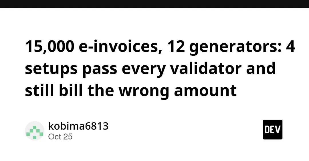 4 e-invoice generator setups pass every validator yet bill the wrong amount