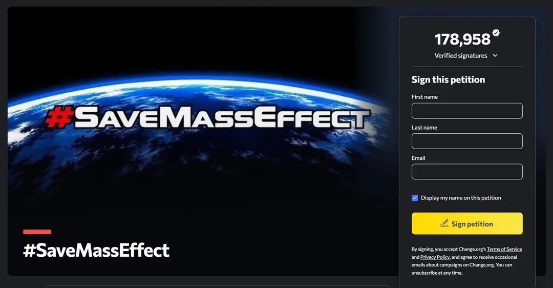 #SaveMassEffect Petition Nears 180,000 Signatures After BioWare Shutdown