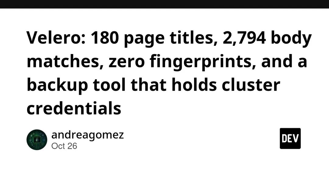 ZoomEye finds 180 Velero pages and 2,794 body matches, zero fingerprints