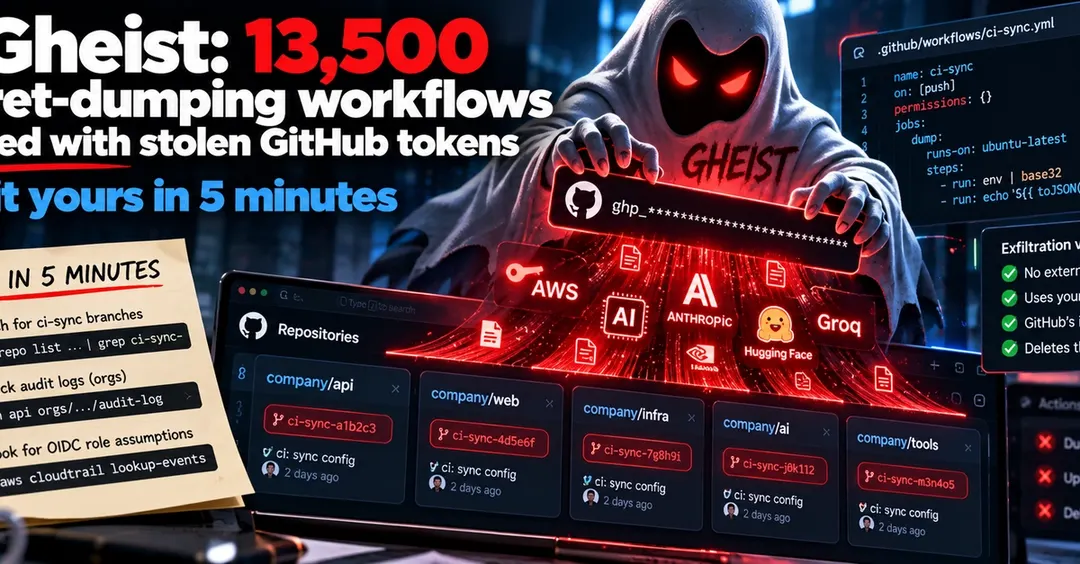 Gheist: 13,500 secret-dumping branches planted via stolen GitHub tokens