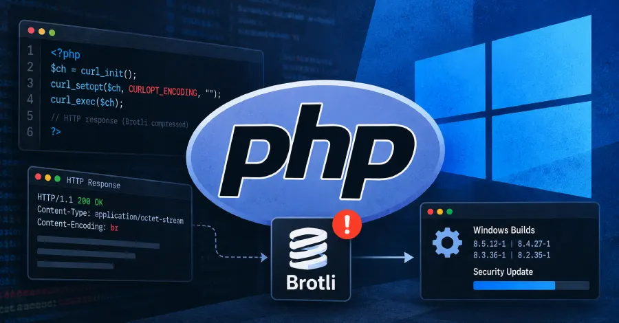 PHP reissues Windows packages 8.2–8.5 to fix Brotli code execution flaw