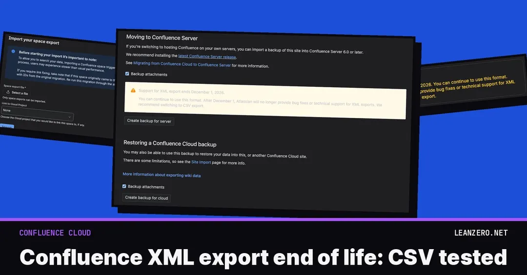 Atlassian ends Confluence XML export support on December 1, 2026