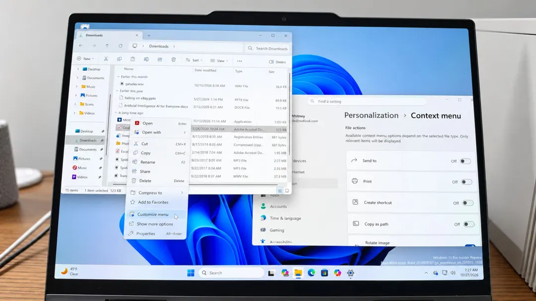 Windows 11 gets customizable right-click menu in Beta channel