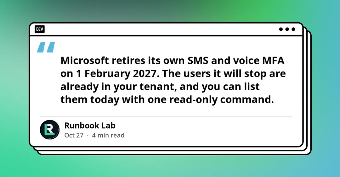 Microsoft retires SMS and voice MFA on 1 February 2027