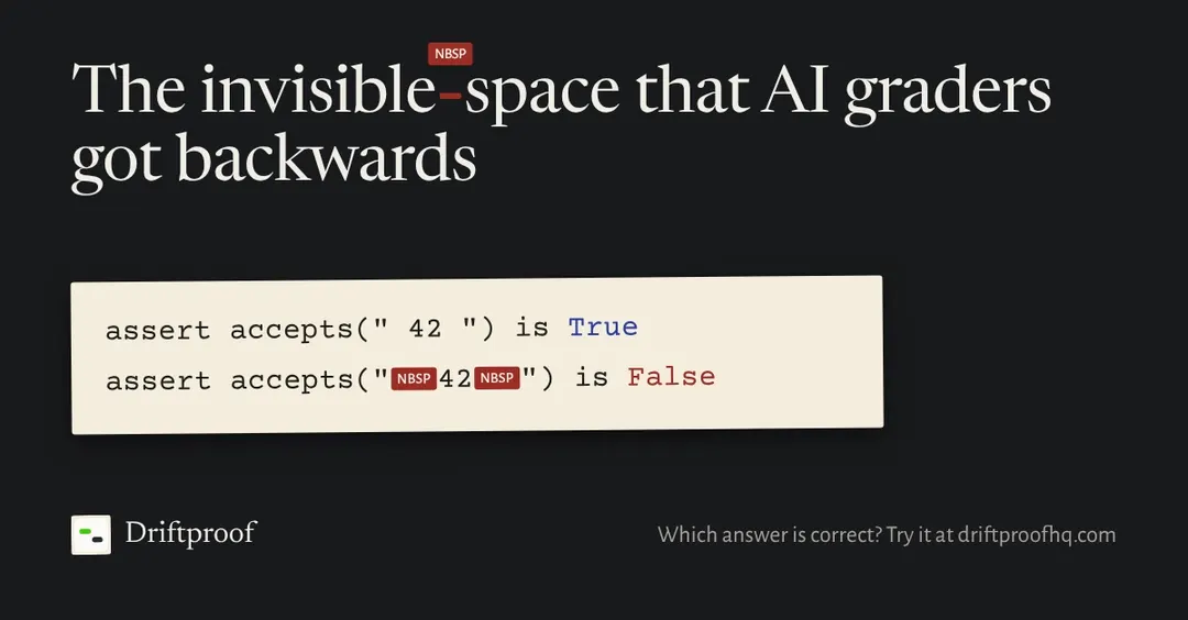 Claude Code's eval grader can't see a no-break space