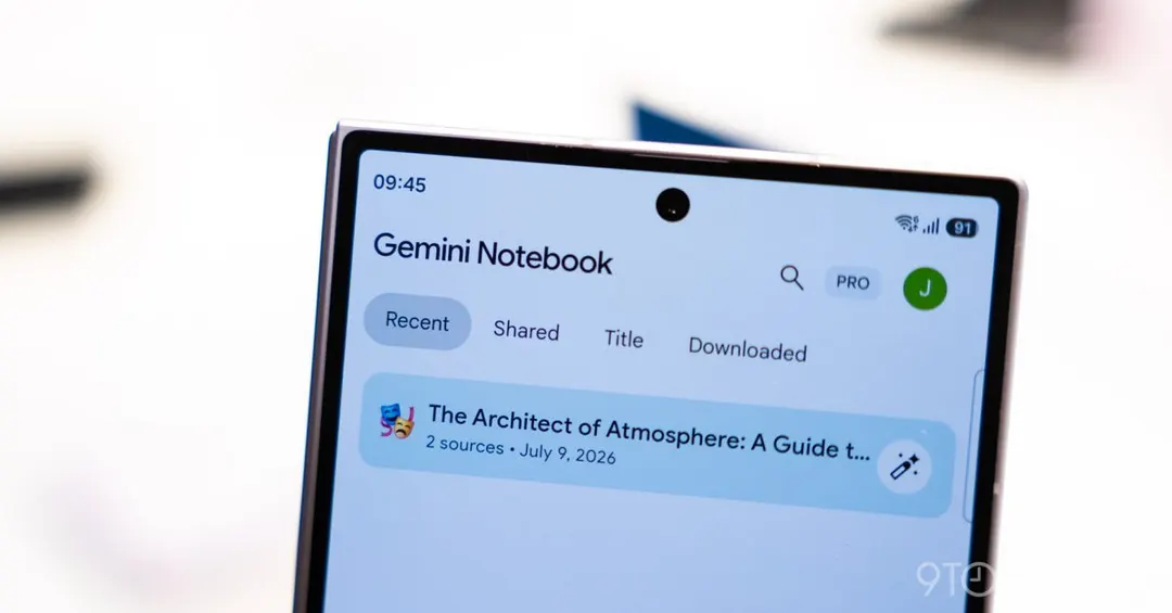 Gemini Notebook adds built-in audio recorder on Android and iOS