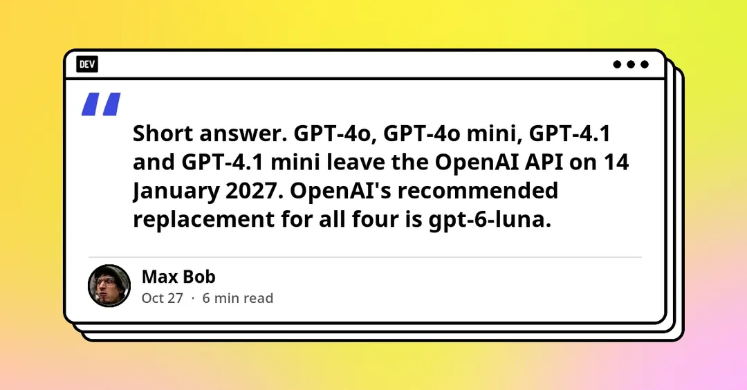 OpenAI API deprecations: GPT-4o, GPT-5 and Whisper shutdown dates revealed