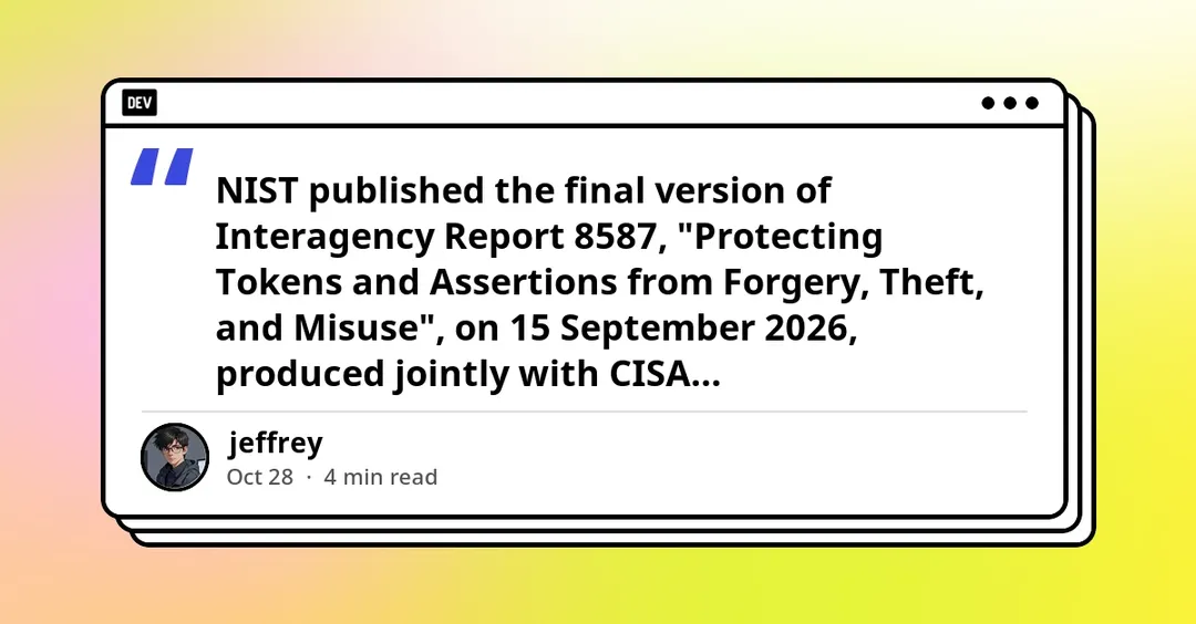 NIST publishes final guidance on protecting tokens from forgery and theft