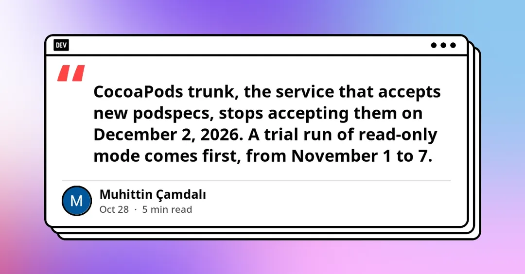 CocoaPods trunk goes read-only on December 2
