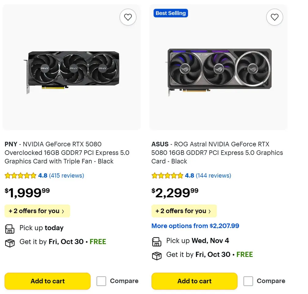 GeForce RTX 5080 Nears $2,000 at U.S. Retailers