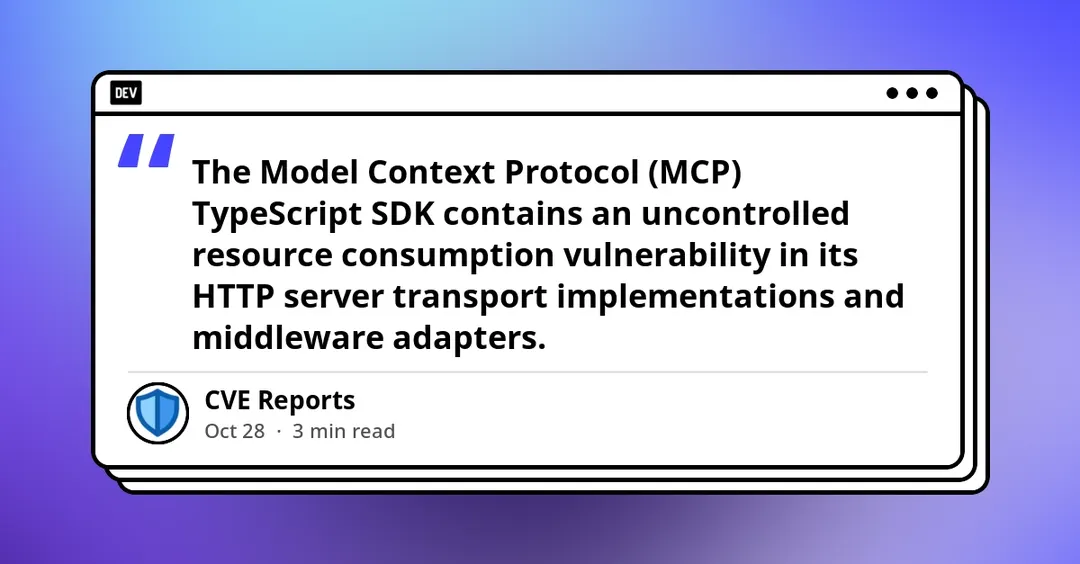 MCP TypeScript SDK hit by DoS via unbounded request body and JSON-RPC batches