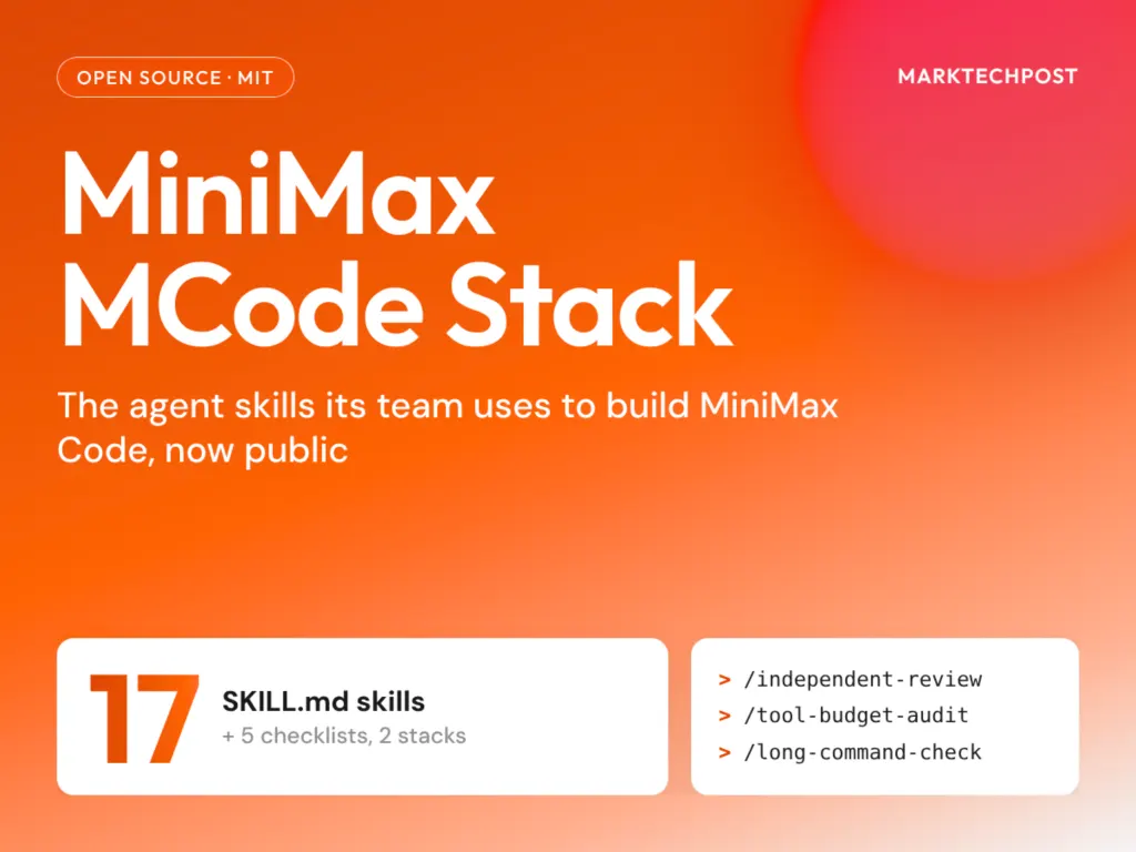 MiniMax open-sources MCode Stack with 17 agent skills for coding