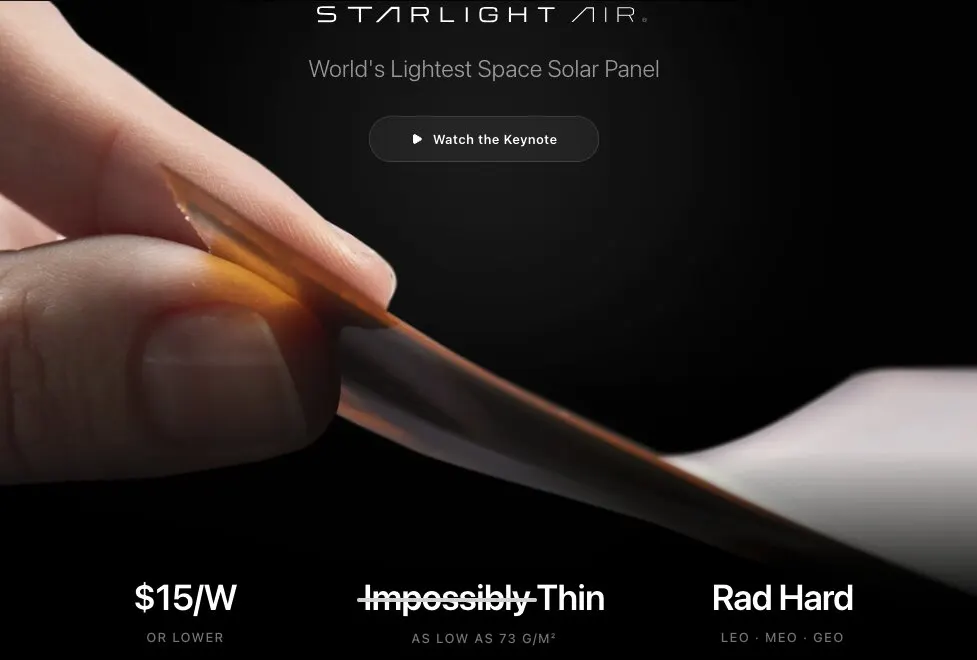 Starpath unveils Starlight Air space solar panels