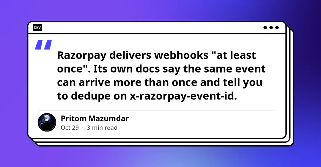 Audit of 148 Razorpay webhook handlers finds 6% process payments twice