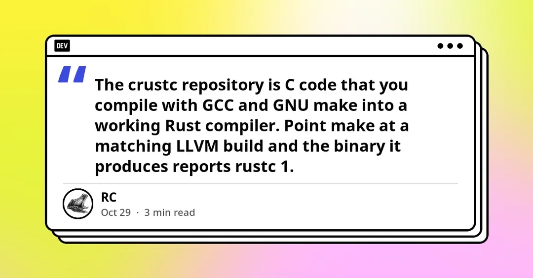 crustc ports rustc to C and builds it with GCC